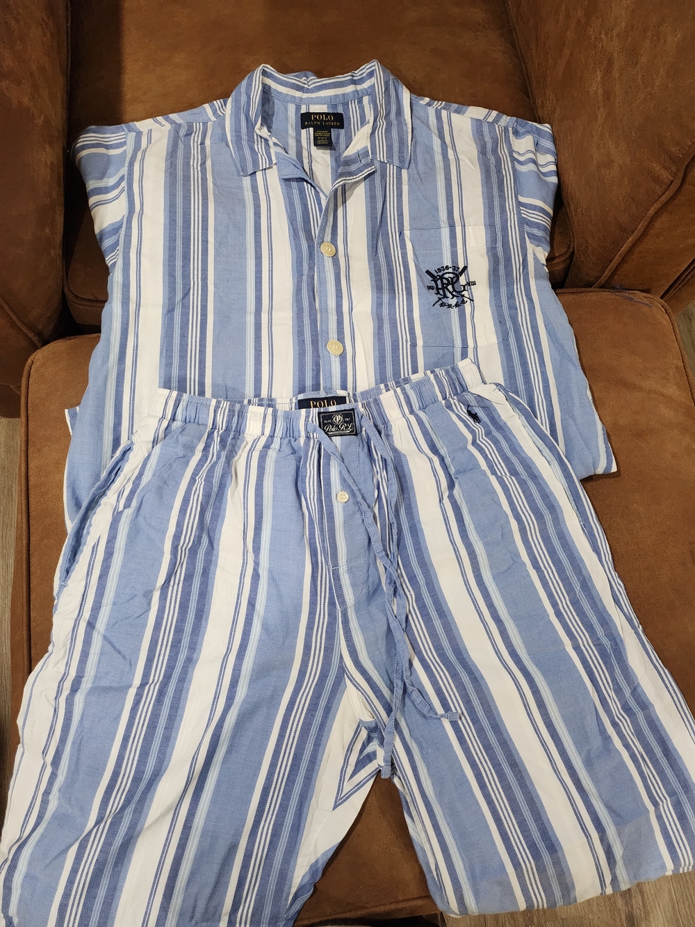 Polo by Ralph Lauren Light Blue & White Striped Men’s Pajama Set